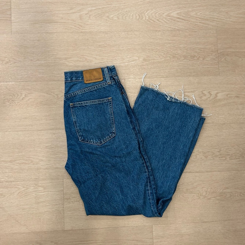 Denim Forum The Farrah Hi-Rise Wide Jean medium blue
